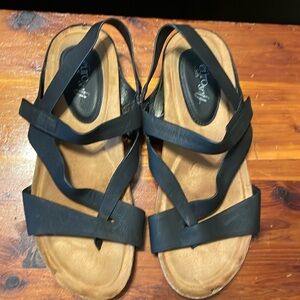 Black eurosoft by Sofft Wedge Strap Sandal